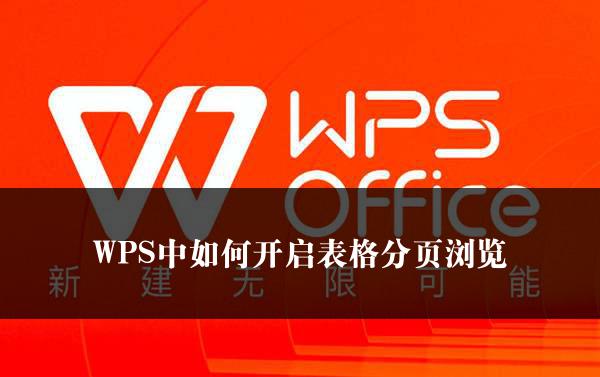 WPS中如何开启表格分页浏览