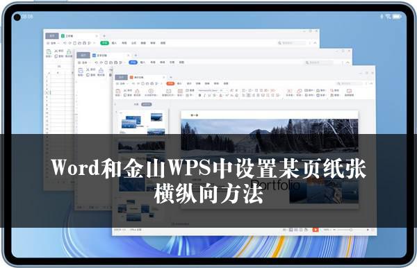 Word和金山WPS中设置某页纸张横纵向方法