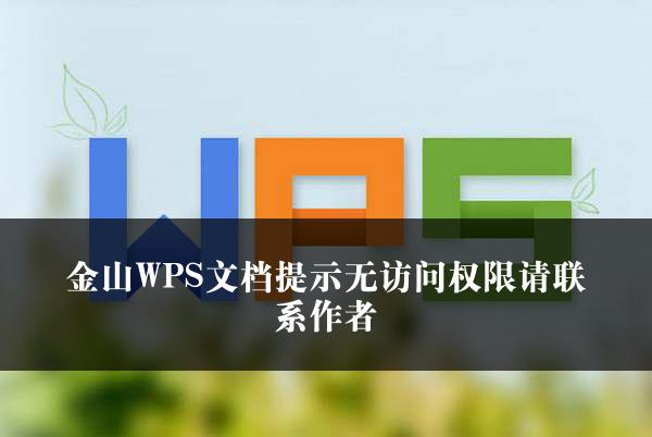 金山WPS文档提示无访问权限请联系作者