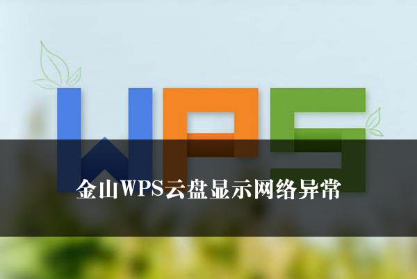 金山WPS云盘显示网络异常