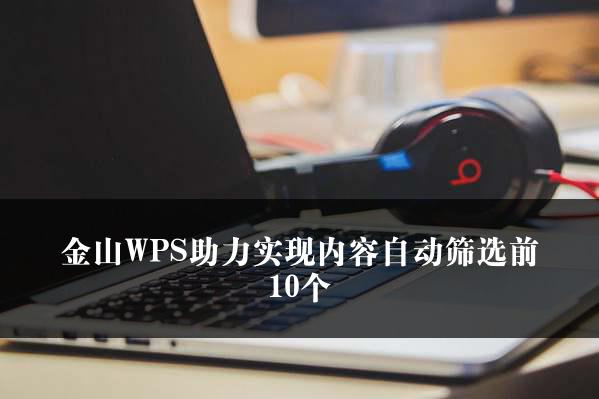 金山WPS助力实现内容自动筛选前10个