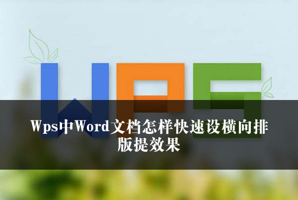 Wps中Word文档怎样快速设横向排版提效果