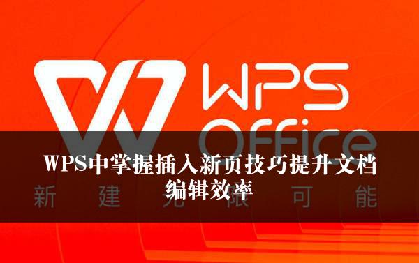 WPS中掌握插入新页技巧提升文档编辑效率