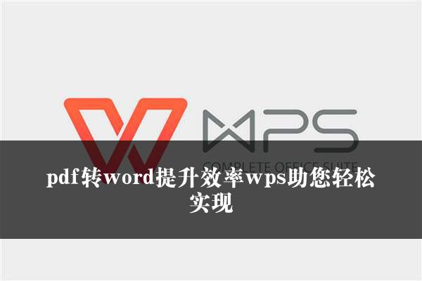 pdf转word提升效率wps助您轻松实现